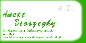 anett dioszeghy business card